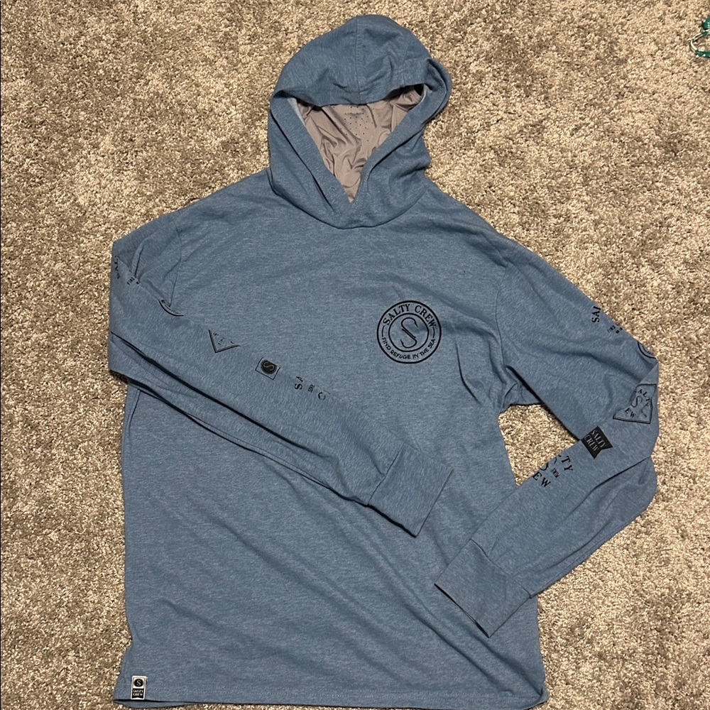 Salty Crew Two-Tone Hooded UVA/UVB Shirt with Built-In Gaitor